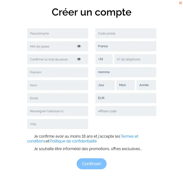 Processus d'inscription Banzai Casino